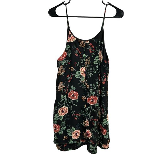 Blue Rain Floral Slip Dress Black Red Sz Medium Y2K - Picture 2 of 9